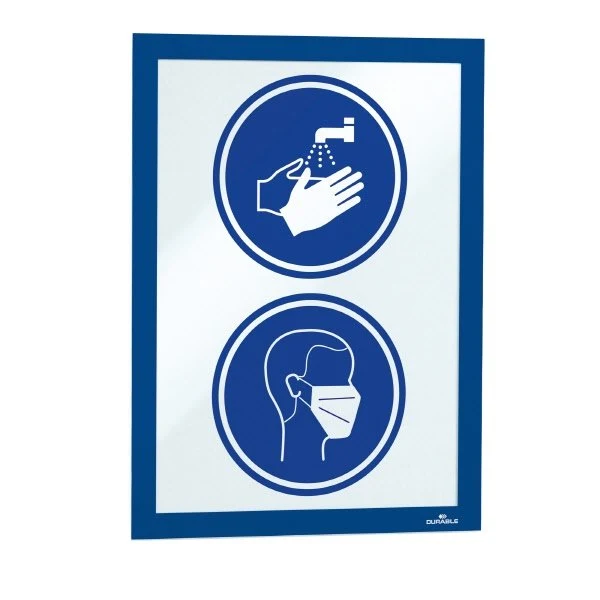 Cornice espositiva adesiva Duraframe® A4 21x29,7cm blu DURABLE