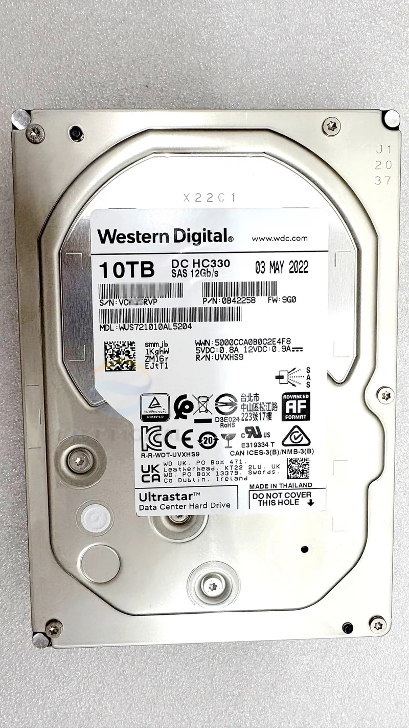 WUS721010AL5204 WD Ultrastar DC HC330 10TB SAS 3.5" Enterprise 12Gb/s 512e HDD