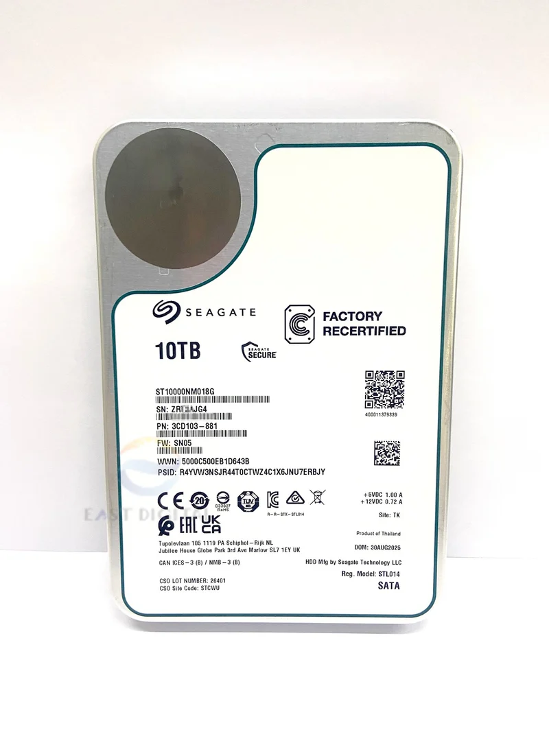 ST10000NM018G Seagate Exos 10TB X18 512e 4Kn 3.5 Enterprise SATA Hard Drive