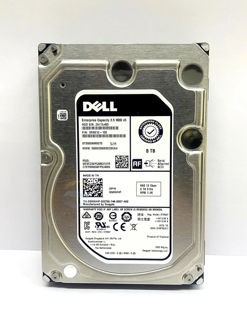 0GKWHP GKWHP Dell ST8000NM0075 8TB 3.5'' SAS 7.2K 12Gbps 256MB Hard Drive