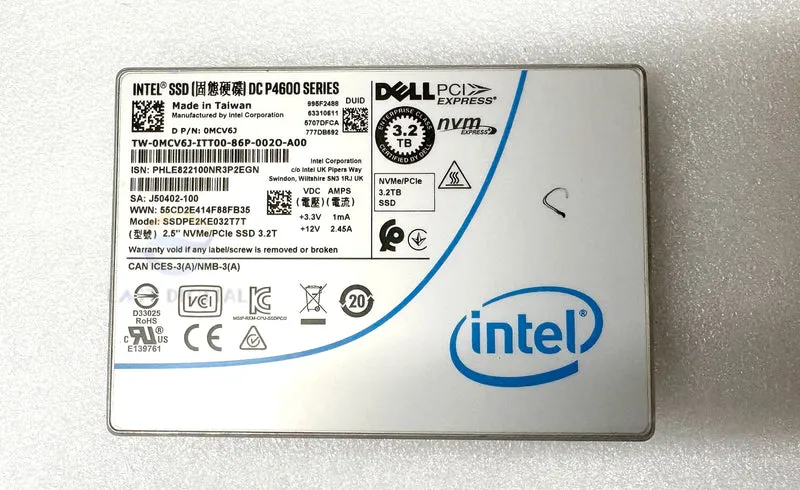 Intel SSDPE2KE032T7T Dell MCV6J P4600 3.2TB 2.5" U.2 PCIe 3.0 x4 NVMe SSD