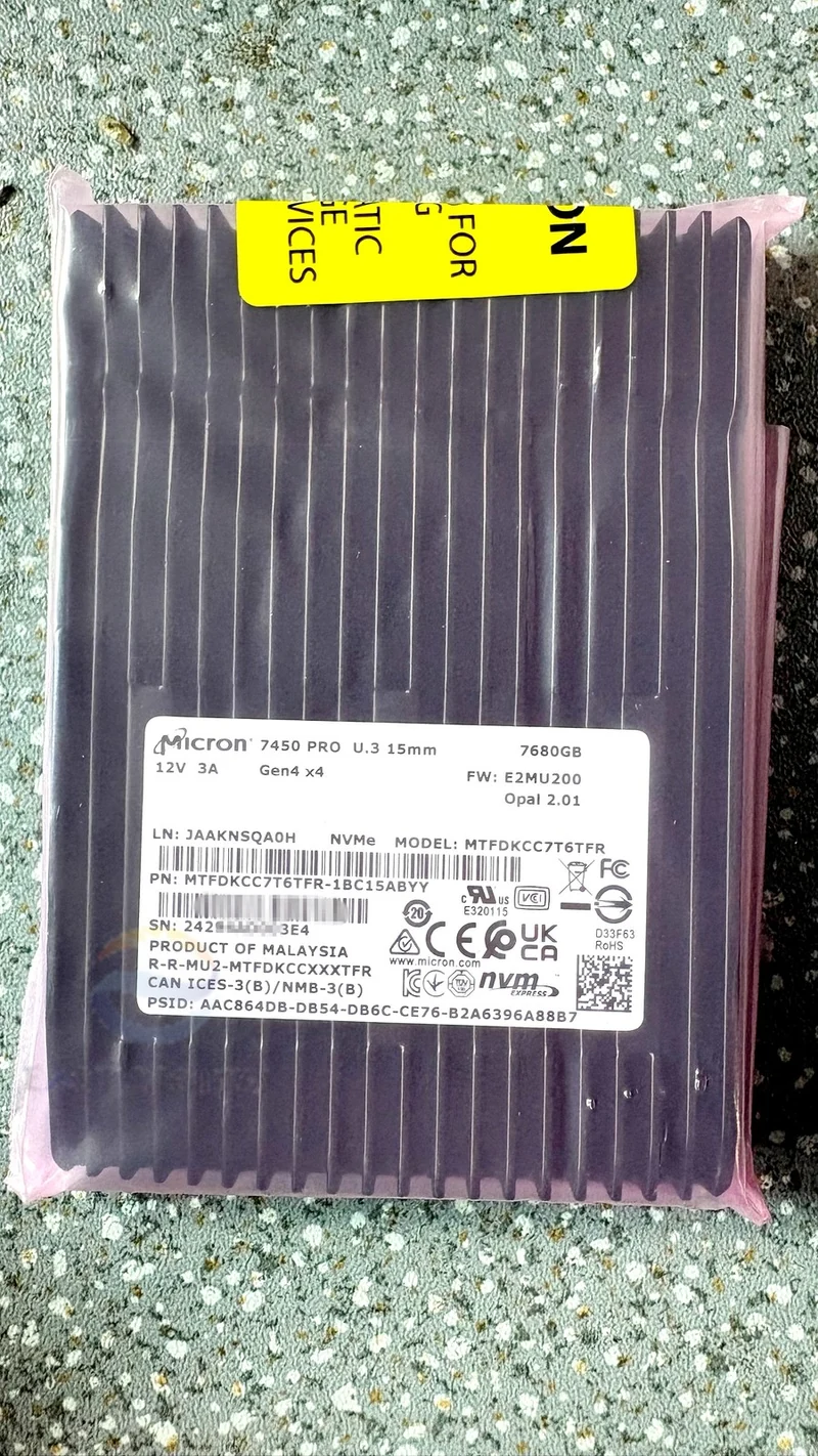 MTFDKCC7T6TFR Micron 1BC15ABYY 7450 PRO 7.68TB U.3 NVMe 2.5" Solid State Drive