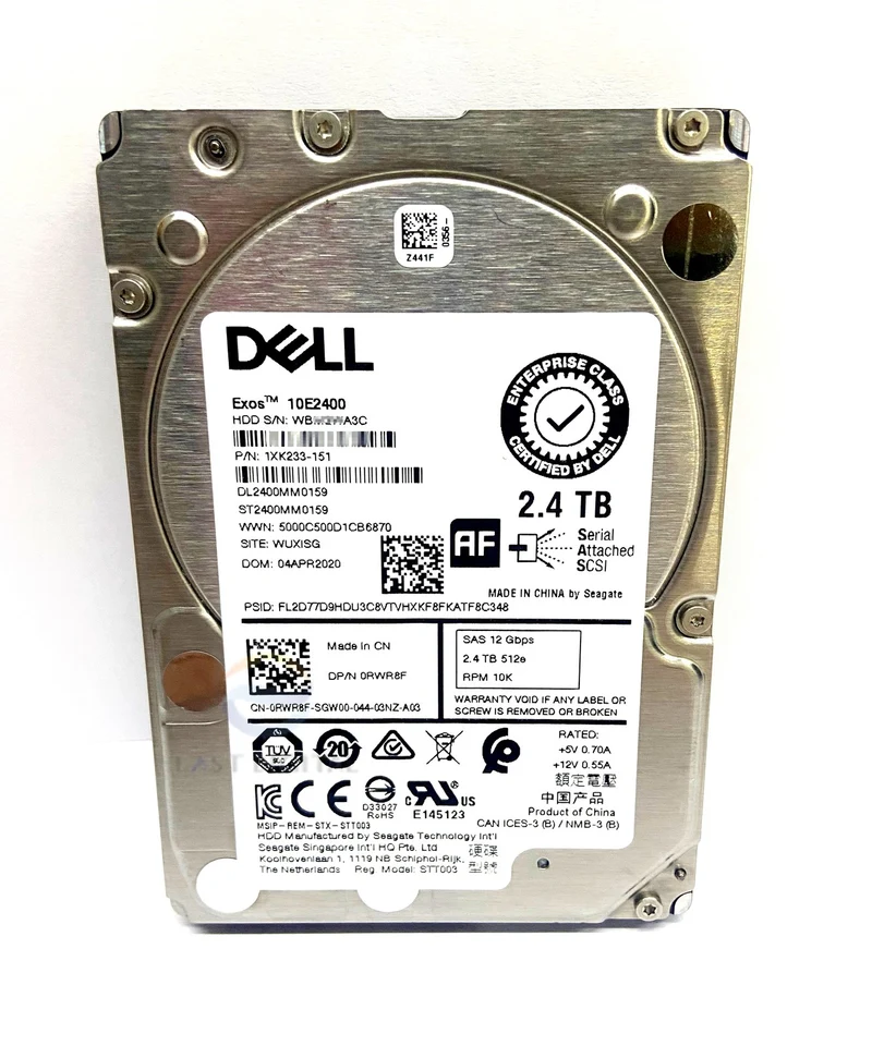 0RWR8F Dell ST2400MM0159 2.4TB 401-ABHQ 2.5" 10K 512e SAS 12Gb HDD For R640 R740
