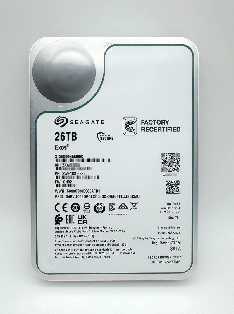 ST26000NM000C Seagate Exos 26TB 3.5" SATA 7200RPM 256MB Enterprise Hard Drive