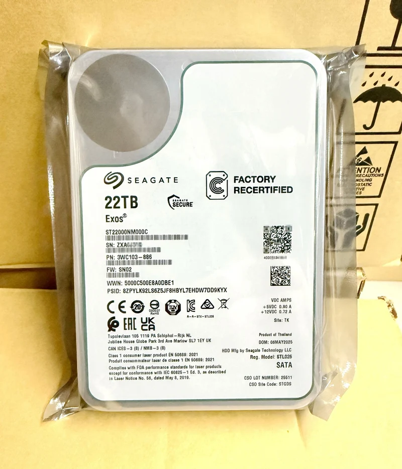 ST22000NM000C Seagate Exos 22TB 3.5" 512MB Internal CMR 7.2K 6Gb SATA Hard Drive