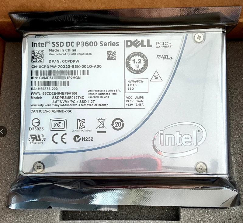 Intel Dell SSDPE2ME012T4DE 0CPDPW P3600 Series 1.2TB 2.5" PCIe 3.0 NVMe,U.2 SSD