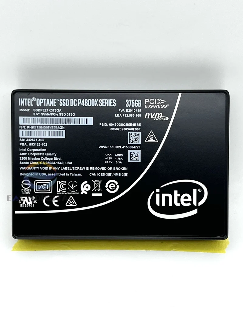 Intel SSDPE21K375GA OPTANE DC P4800X 375GB U.2 2.5 NVMe PCIe Solid State Drive