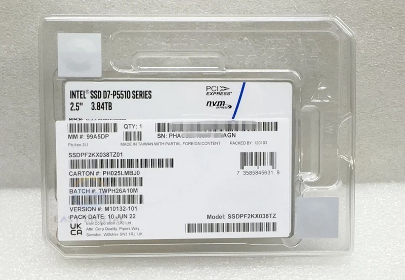 Intel SSDPF2KX038TZ P5510 3.84TB PCIe 4.0 NVMe 2.5'' U.2 SSD New