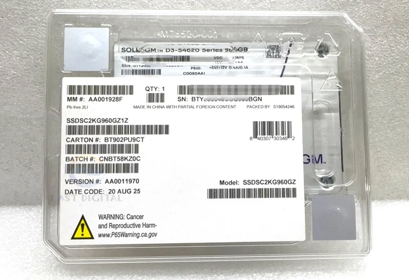 Solidigm SSDSC2KG960GZ S4620 960GB 2.5'' SATA Enterprise 6Gbs 3D4 TLC SSD New