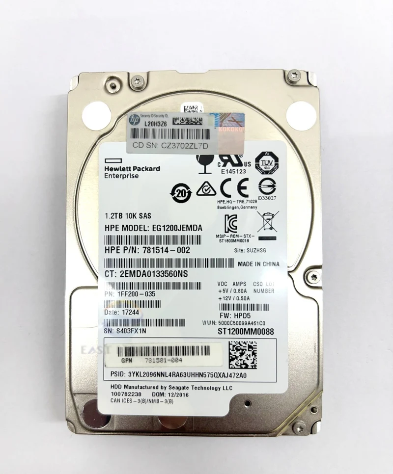 EG1200JEMDA 781581 781514 HPE 1.2TB 2.5" SAS ST1200MM0088 10K 12Gb/s Hard Drive