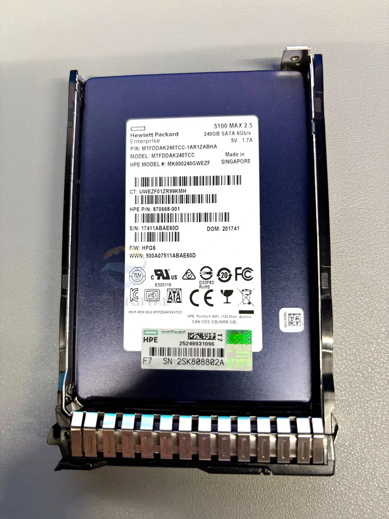 HPE MK000240GWEZF 5100 MAX 240GB 2.5" SATA 6Gbs Enterprise 875703 870668 SSD