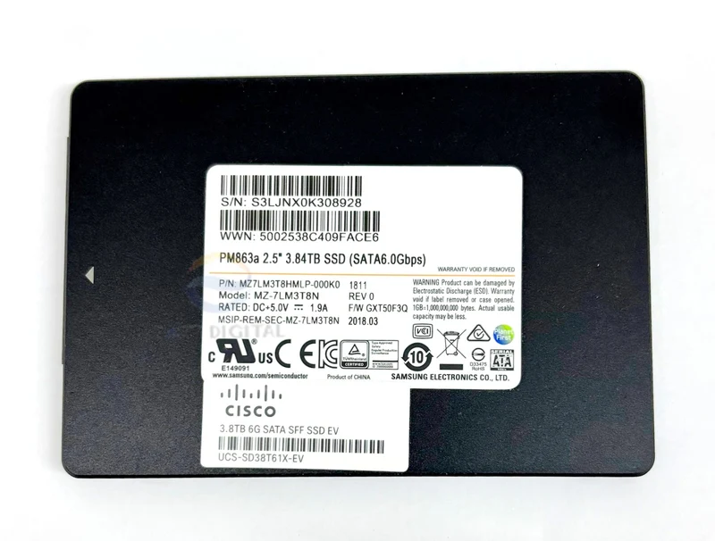 Samsung MZ-7LM3T8N PM863a 3.84TB 2.5" SATA 6Gbps MZ7LM3T8HMLP Solid State Drive