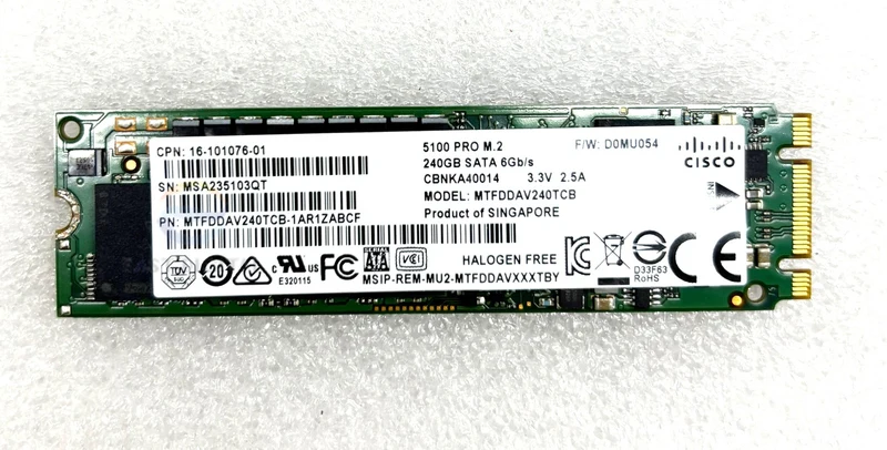 Micron MTFDDAV240TCB 5100 PRO 240GB 2.5" M.2 SATA 6Gbs Solid State Drive SSD