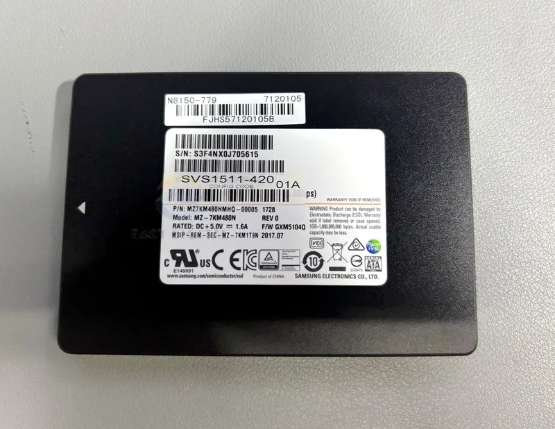 Samsung MZ-7KM480N SM863a 480GB 2.5" SATA 6Gb/s MZ7KM480HMHQ Solid State Drive