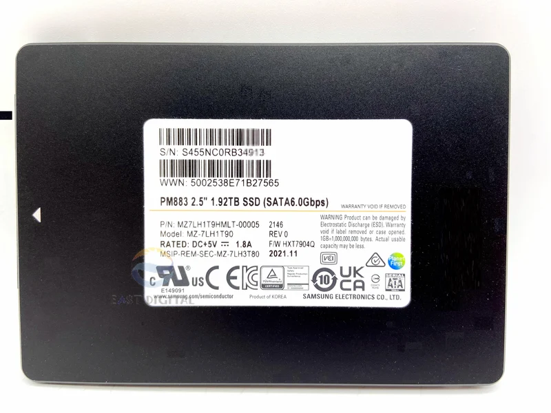 SAMSUNG PM883 2.5'' 1.92TB SSD MZ-7LH1T90 SATA 6.0Gbps MZ7LH1T9HMLT-00005 New
