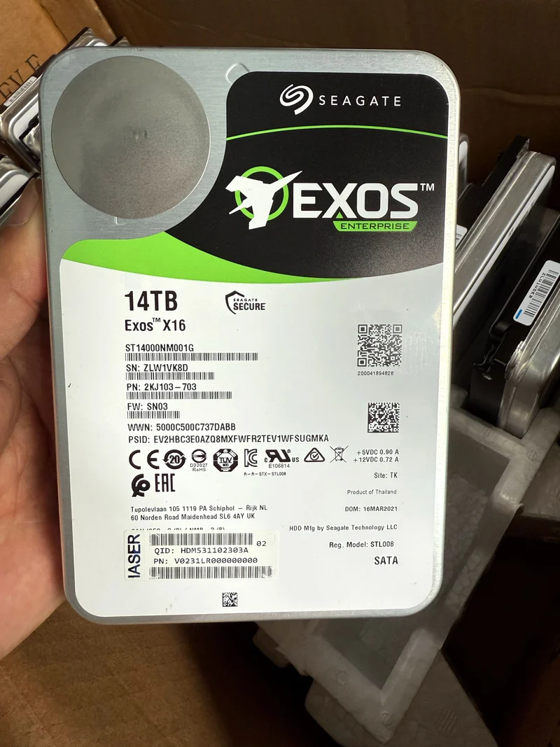 Seagate 14TB ST14000NM001G Exos X16 512e 6Gb 3.5 SATA Enterprise Hard Drive