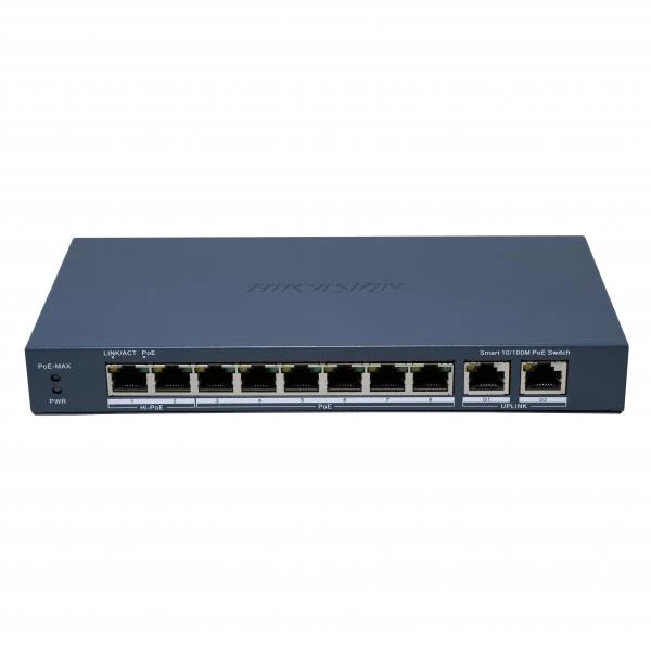 Hikvision DS-3E1310HP-EI(B) switch di rete Gestito Fast Ethernet (10/100) Supporto Power over Ethernet (PoE) Grigio [DS-3E1310HP-EI]