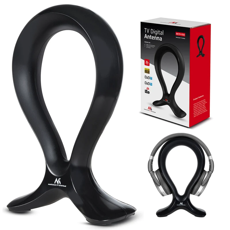 Antenna TV 2 in 1 interna + supporto per cuffie HDTV DVB-T2 DVB-T LTE 100dBμV MCTV-920