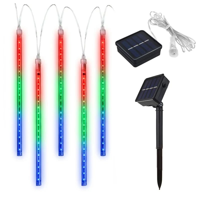 Maclean MCE411 Luci Led Solari 2,4 m, 144 LED,Modalità Ghiaccioli cadenti Batteria Li 800mAh