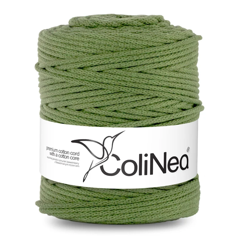 ColiNea, cordoncino in cotone con anima in cotone, intrecciato, 5mm, 200m, pistacchio