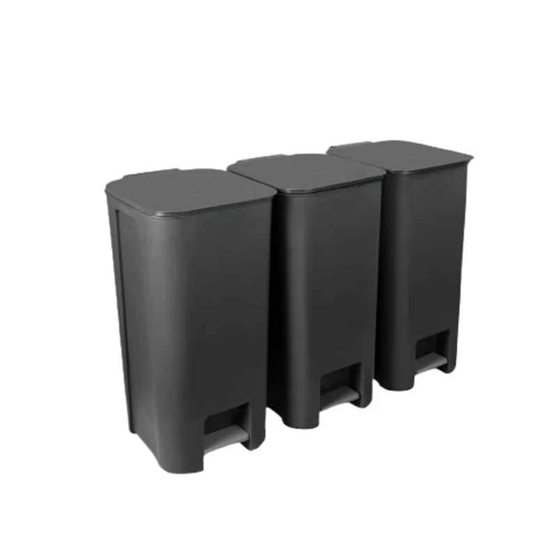 Set per il riciclaggio 3 x bidoni a pedale 40 L grafite scura Practic 10105593