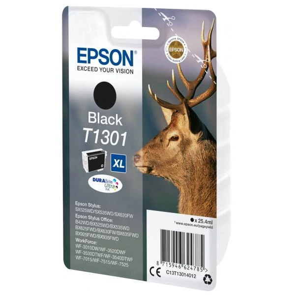 EPSON CART. INK NERO PER SX525/620FW BX525WD/625FWD/925FWD B42WD TAGLIA XL SERIE CERVO [C13T13014012]