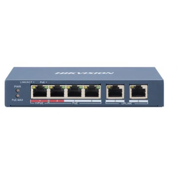 Hikvision Digital Technology DS-3E0106HP-E switch di rete Non gestito Fast Ethernet (10/100) Supporto Power over Ethernet (PoE) Blu [DS-3E0106HP-E]