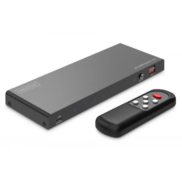 Digitus 4x1 HDMI Switch - 8K - 60Hz (4:4:4) - Toslink - Stereo - EDID Control - Black [DS-55335]