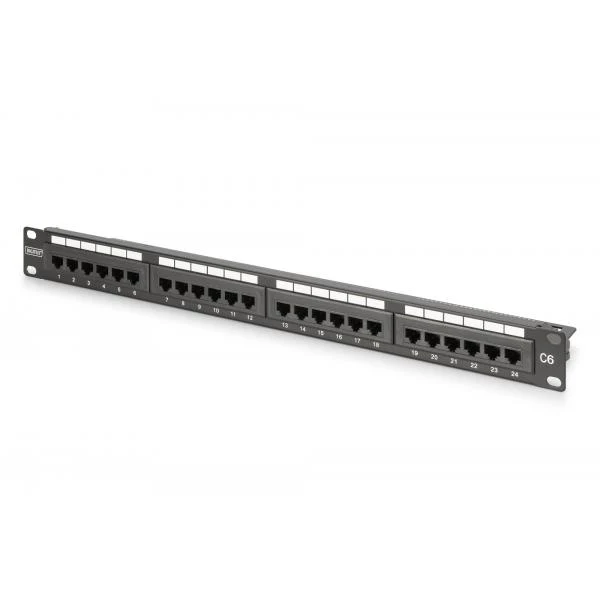 Digitus CAT 6 Class E Patch Panel - Unshielded 24-port RJ45 - 8P8C - LSA - 1U - Rack Mount [DN-91624U-CR]