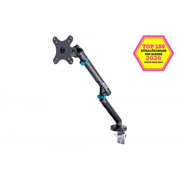 Digitus Single Design Monitor Mount - 35inch -10kg - Mechanical Spring - VESA 75x75 - 100x100 - Black [DA-90469]