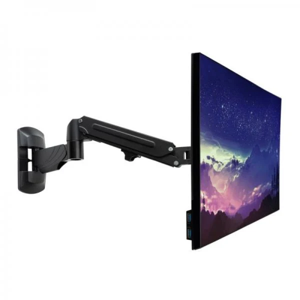 Supporto a parete per display con braccio a gas - Nero - Montaggio a parete di un singolo display co [40712]