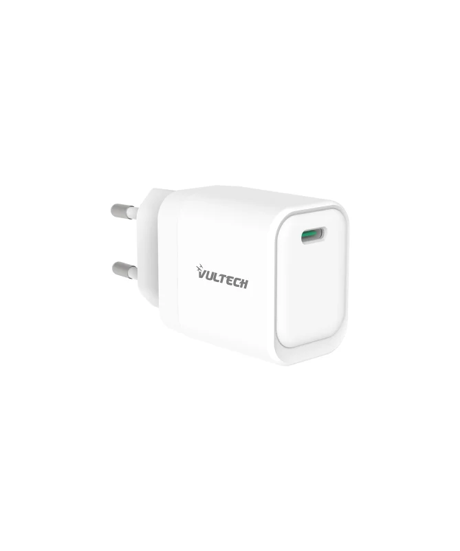 VULTECH CARICATORE ADATTATORE UNIVERSALE, 1 X TYPE-C, PD45 GAN PPS 45W, BIANCO COMPATTO [CC45-1C]