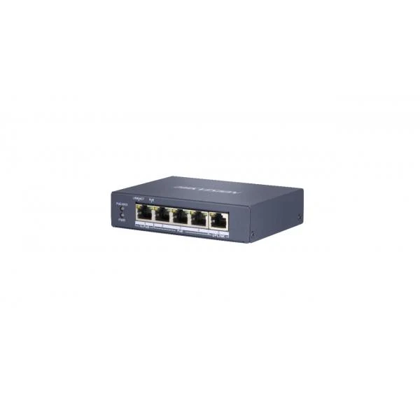 HIKVISION SWITCH 4 PORT GIGABIT UNMANAGED POE SWITCH 1 GIGABIT RJ45 UPLINK PORT, 802.3AF/AT/BT, POR [DS-3E0505HP-E]
