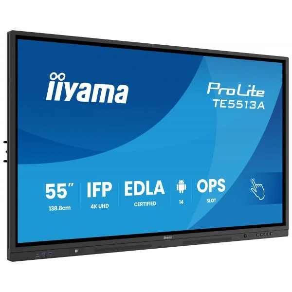 iiyama TE5513A-B2AG visualizzatore di messaggi Pannello piatto interattivo 138,7 cm (54.6") Wi-Fi 500 cd/m 4K Ultra HD Nero Touch screen Processore integrato Android 24/7 [TE5513A-B2AG]