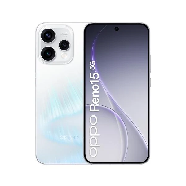 OPPO Reno15 5G AI Smartphone, Tripla fotocamera 50+50+8MP, Selfie 50MP, Display 6.59 120HZ AMOLED FHD+, 6500mAh, RAM 8GB(Esp2GB/4GB/8GB)+ROM 512GB [Versione Italia], Aurora White [0165280287]