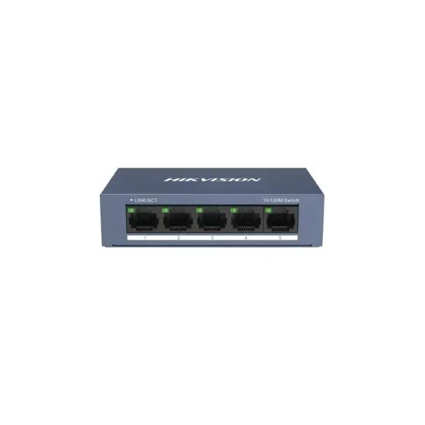 SWITCH HIKVISION 10/100 CASE METALLICO - SOHO 5 10/100M RJ45 PORTS, DESKTOP STEEL CASE UNMANAGED [DS-3E0105-O]