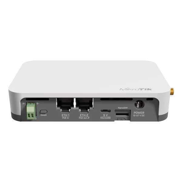 MikroTik, KNOT LR8G. Gateway IoT industriale con LTE CAT-M/NB2, LoRa 868MHz, Wi-Fi, Bluetooth, GPS e PoE, gestito da RouterOS v7. [RB924iR-2nD-BT5&BG770A&R11e-LR8G]