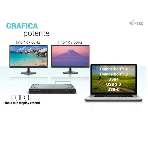 i-tec USB 3.0 / USB-C / Thunderbolt 3 Dual Display Docking Station Gen2 + Power Delivery 100W
