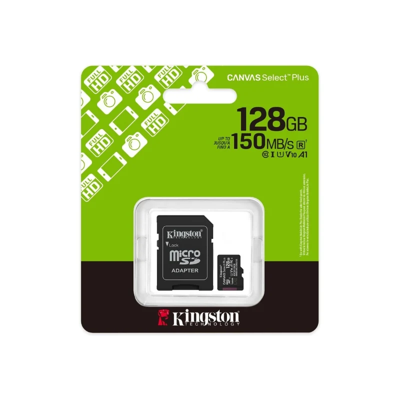 Kingston Canvas Select Plus microSD 128GB con Adattatore SD – UHS-I U1 A1 150MB/s