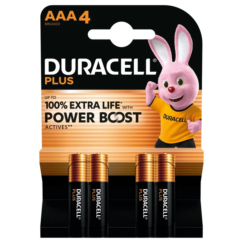 DURACELL Plus Batterie Mini Stilo AAA 150% Extra Life with Power Boost (4pz)