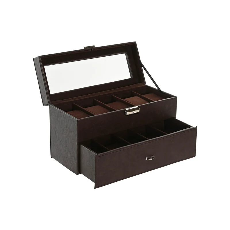 Jewelry box Home ESPRIT Brown Polyurethane Crystal MDF Wood 27,5 x 11 x 15 cm
