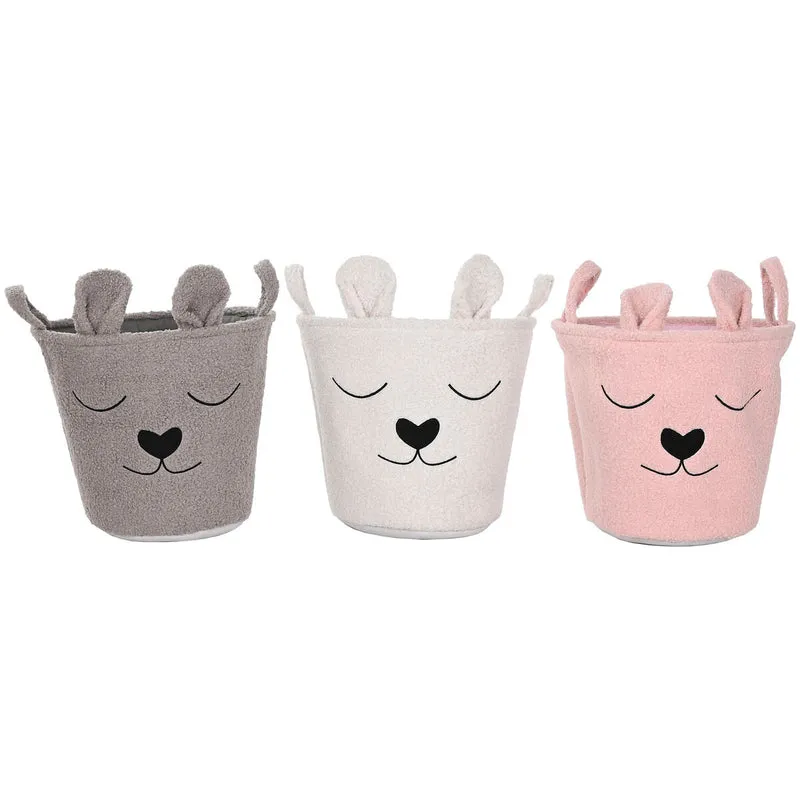 Decorative basket Home ESPRIT Brown Beige Pink 35 x 35 x 41 cm (3 Units)
