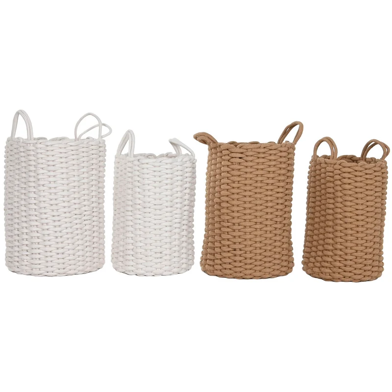 Basket set Home ESPRIT White Beige Rope 30 x 30 x 43 cm 2 Pieces (2 Units)