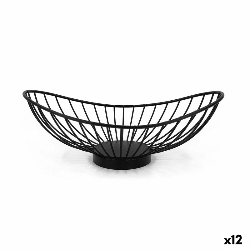 Breadbasket My Bar Black Metal Oval 25 x 13,5 x 9 cm (12 Units)