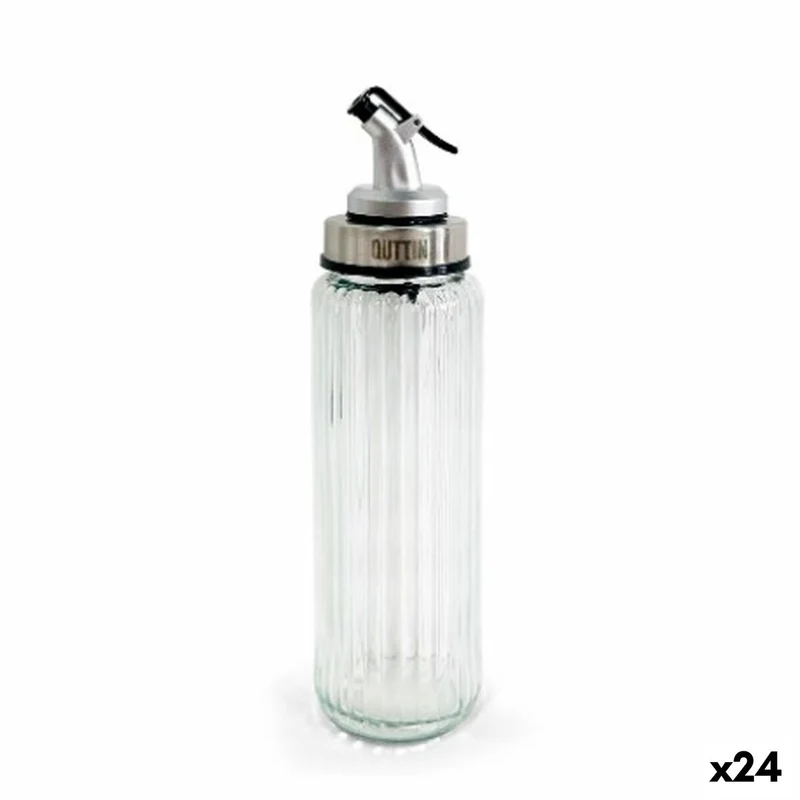 Cruet Quttin OTTICO Transparent Silver Glass 0,5 L 6 x 6 x 30,5 cm (24 Units)