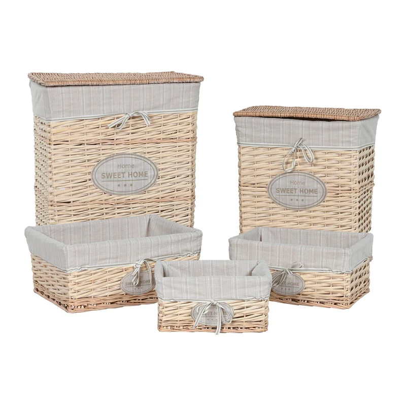 Laundry basket Home ESPRIT Cream wicker Shabby Chic 47 x 36 x 55 cm 5 Pieces