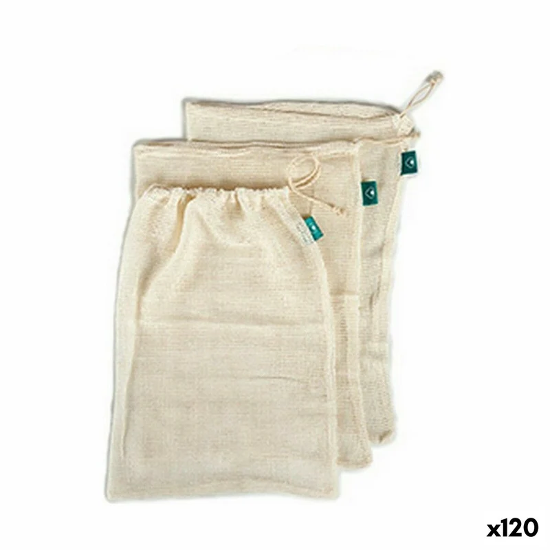 Reusable Food Bag Set White 100% cotton 5 x 48 x 33 cm (120 Units)