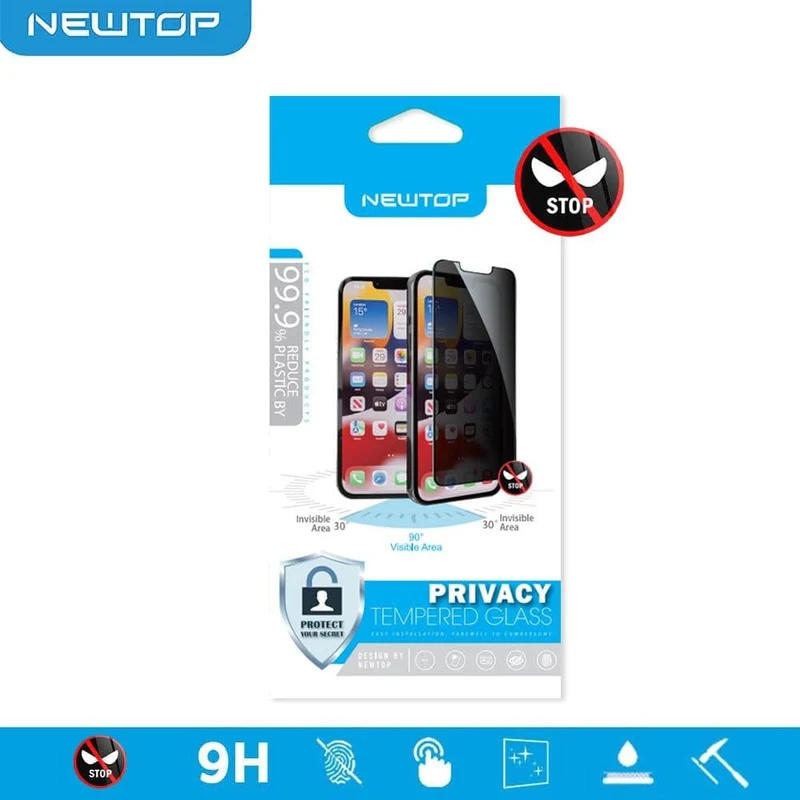 NewTop Pellicola Privacy in Vetro Temperato per iPhone - Protezione Schermo Anti-Spia