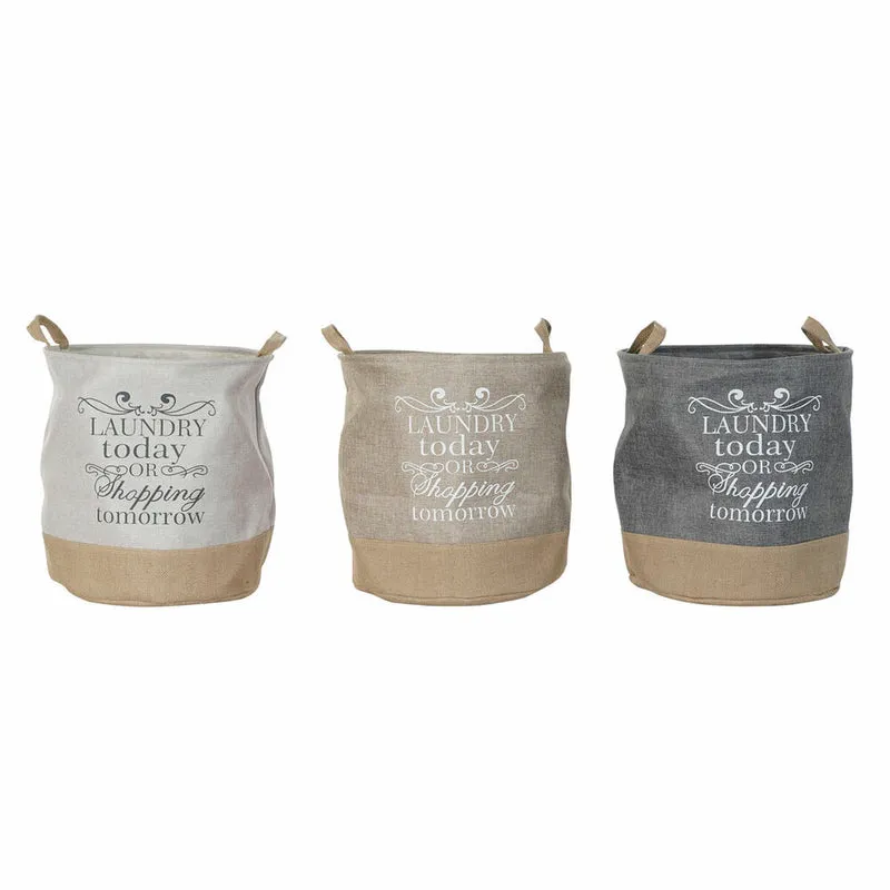 Laundry basket DKD Home Decor Beige Grey Light brown 39 x 39 x 41 cm 3 Pieces (3 Units)