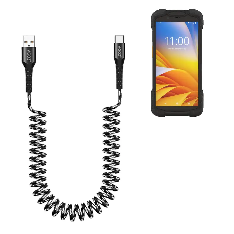 Zebra Handheld Fast Charging Coiled USB-C Cable for Shared Work Areas | Agoz